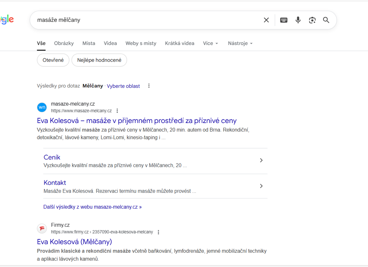 Indexace stránek šablonou Webnode na Google