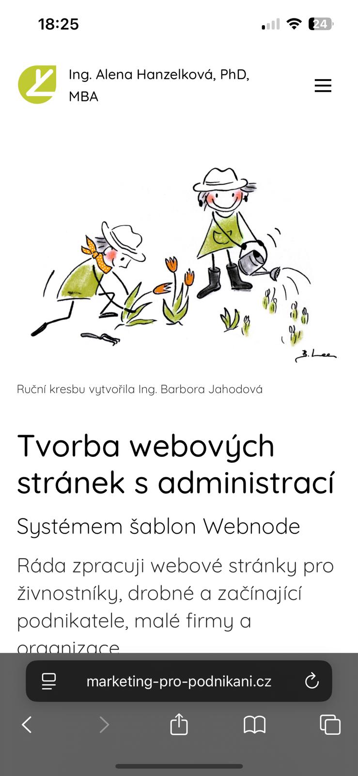 Webnode - zobrazení stránek na mobilu (responzivní zobrazení)
