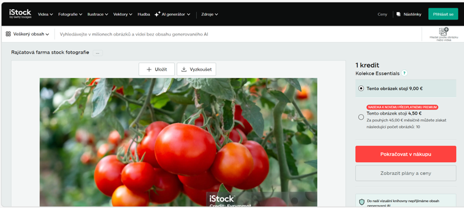 Databáze placených fotografií iStock.com - nákup fotografie funguje stejně jako e-shop